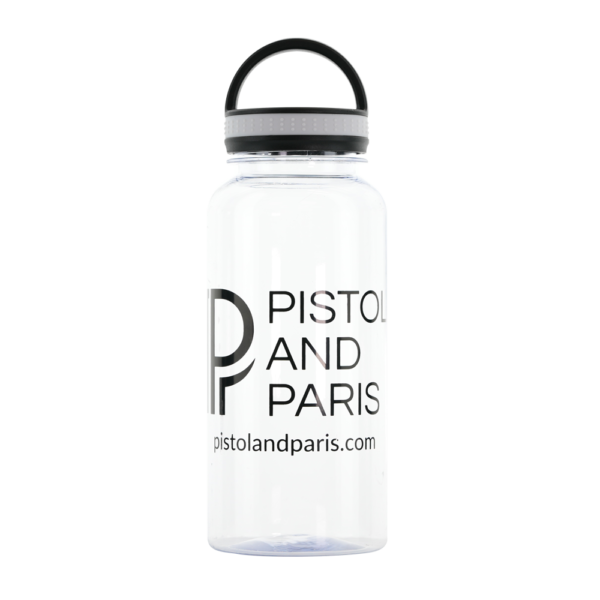 white pistol and paris water bottle acrylic water bottle
