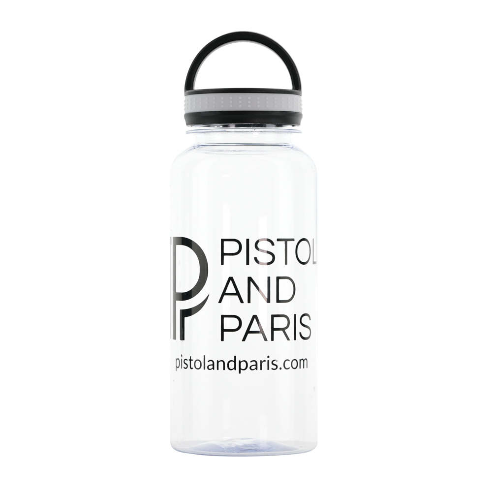 white pistol and paris water bottle acrylic water bottle