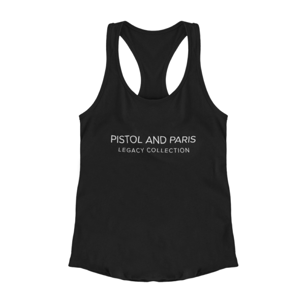 black pistol and paris ladies legacy collection racerback tank top