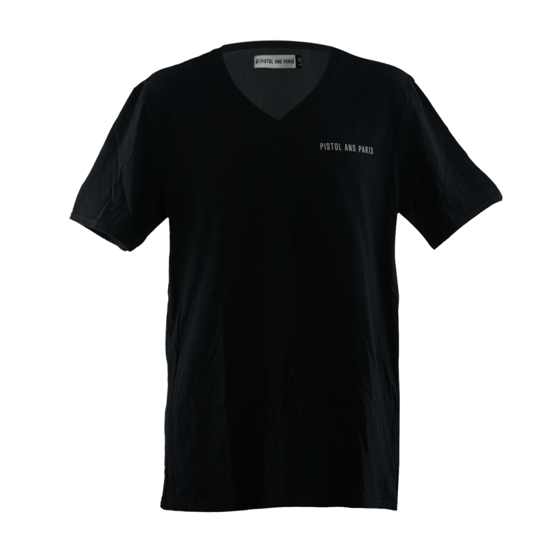 PISTOL AND PARIS V-NECK TEE (Black)