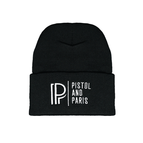 Pistol and Paris Black Fold Over Toque